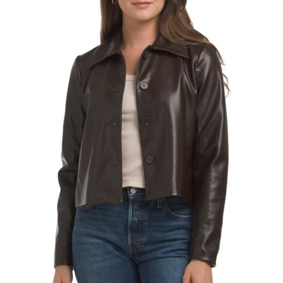 ELIE TAHARI Faux Leather Jacket - Picture 1 of 2